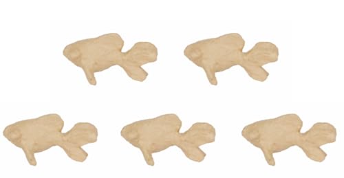 Décopatch AP114Opack - Packung 5 Träger zum Verzieren, aus Pappmaché, Fisch, 12x7x7 cm, Kraftbraun, 1 Pack von décopatch