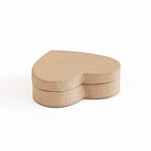 Décopatch BT035O Box in Herzform flach XXS (aus Pappmaché, 9 x 7 x 2,5 cm, zum Verzieren, ideal für Ihre Wohndeko) Kartonbraun von décopatch