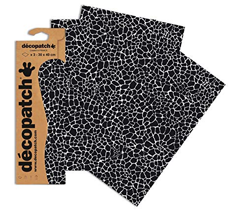 Decopatch Papier No. 564 (schwarz Giraffe, 395 x 298 mm) 3er Pack Schwarz Giraffe Print von décopatch