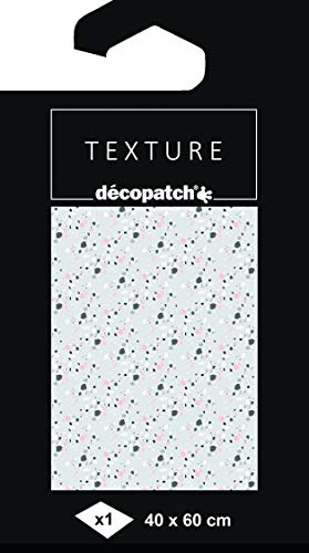 décopatch TD804C - 1 Bogen 40x60cm décopatch-Papier Motiv Texture, Terrazzo Silber von Decopatch