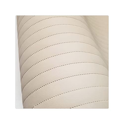 Kunstleder Meterware Stoffe zum Nähen Beige Wasserdichte Polsterung (1 Stk- Breite: 140cm x Länge: 100cm) Polsterstoff Polster für Möbel Schuhe Handtaschen Steppung Streifen alle 2,5 cm von decorwelt