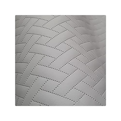 Kunstleder Meterware Stoffe zum Nähen Hellgrau Wasserdichte Polsterung (1 Stk- Breite: 140cm x Länge: 100cm) Polsterstoff Polster für Möbel Schuhe Handtaschen Steppung Fischgrät von decorwelt
