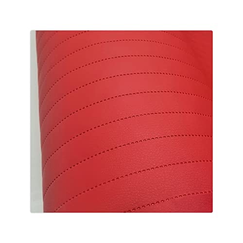 Kunstleder Meterware Stoffe zum Nähen Rot Wasserdichte Polsterung (1 Stk- Breite: 140cm x Länge: 100cm) Polsterstoff Polster für Möbel Schuhe Handtaschen Steppung Streifen alle 2,5 cm von decorwelt