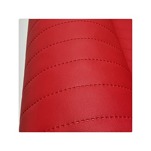 Kunstleder Meterware Stoffe zum Nähen Rot Wasserdichte Polsterung (1 Stk- Breite: 140cm x Länge: 100cm) Polsterstoff Polster für Möbel Schuhe Handtaschen Steppung Streifen alle 5 cm von decorwelt