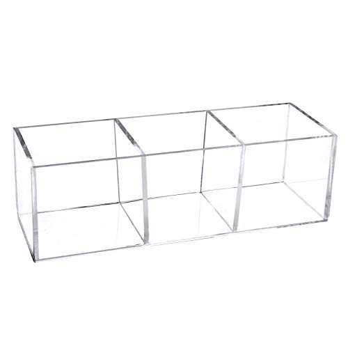 dedoot Schubladen-Organizer aus Acryl, transparent, 3 Fächer, Make-up-Organizer und Aufbewahrung, klein, transparent, für Make-up-Pinsel, Zuhause und Bürobedarf, 17,8 x 5,1 x 5,1 cm von dedoot