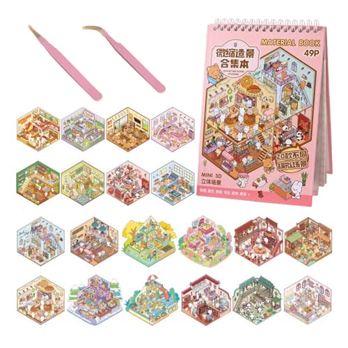 deegbbyi 20 Sets 3D House Stickers, Miniatur Haus Sticker 3D mit 2 Pinzette, Fun DIY Stickers Scene, DIY Miniature House Sticker, Wiederverwendbare, Relief Stress für Erwachsene und Kinder deegbbyi 20 Sets 3D House Stickers, Miniatur Haus Sticker 3D mit 2 Pinzette, Fun DIY Stickers Scene, DIY Miniature House Sticker, Wiederverwendbare, Relief Stress für Erwachsene und Kinder von deegbbyi