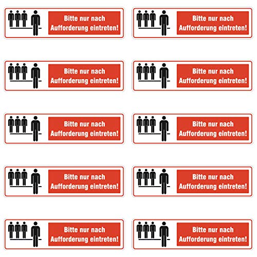 10x Bitte nur nach Aufforderung eintreten Aufkleber 15x4cm - Nur nach Aufforderung hereingehen Sticker Supermarkt Geschäft Lokal Betrieb Firma wetterfest von deformaze