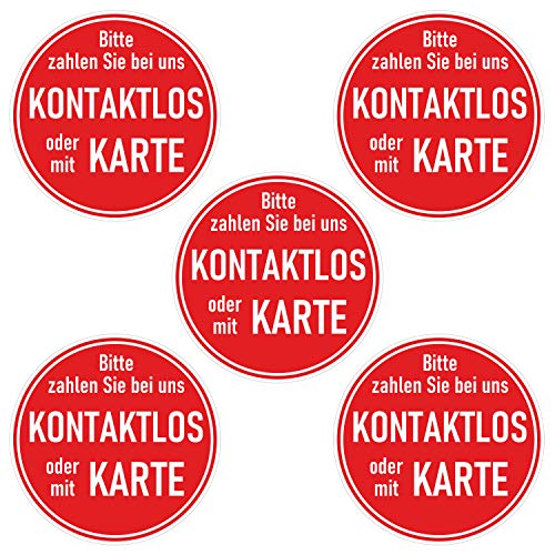 5x Bitte zahlen Sie bei uns kontaktlos oder mit Karte Aufkleber Ø 9cm - bargeldlos bezahlen Kartenzahlung Hinweis Sticker Supermarkt Geschäft Lokal von deformaze