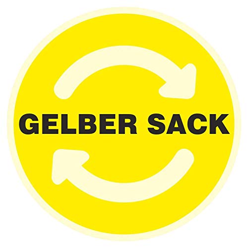 Aufkleber GELBER SACK Mülltonne Abfall Recycling Wertstoffkennzeichnung 9 cm rund von deformaze