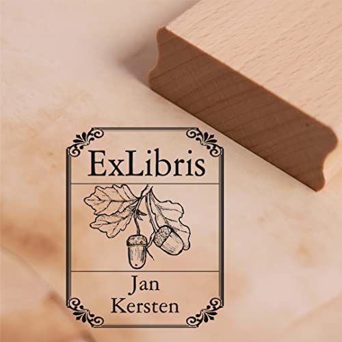 Ex Libris Stempel Eichel mit Name - Vintage Rahmen - Exlibris Buch Buchmarke Motivstempel Holzstempel Eiche Natur - 38 x 48 mm Ex Libris Stempel Eichel mit Name - Vintage Rahmen - Exlibris Buch Buchmarke Motivstempel Holzstempel Eiche Natur - 38 x 48 mm von dekolando