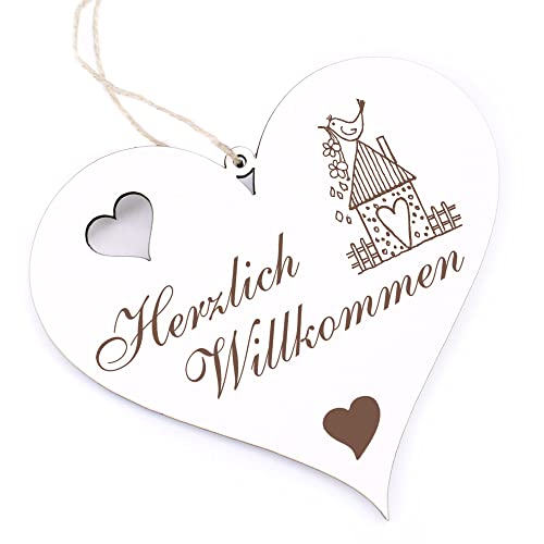 Herzlich Willkommen Schild - Vogelhaus - Deko Herz Holz Willkommensschild Türschild Dekoschild Türdeko Herzlich Willkommen Schild - Vogelhaus - Deko Herz Holz Willkommensschild Türschild Dekoschild Türdeko von dekolando