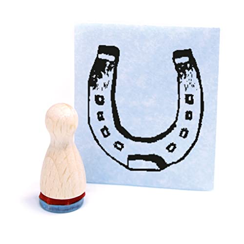 Ministempel Hufeisen - kleiner Holzstempel mini Motivstempel Kegel Figur Ø12 mm von dekolando