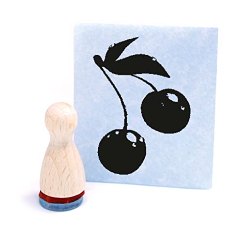Ministempel Kirsche - kleiner Holzstempel mini Motivstempel Kegel Figur Ø12 mm von dekolando