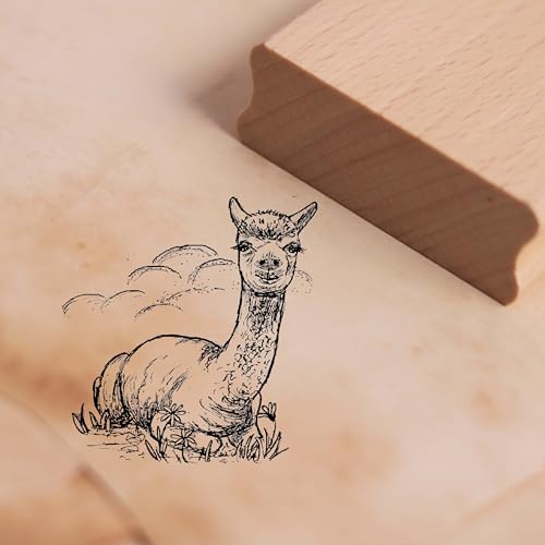 Motivstempel Alpaka liegt im Gras - Stempel Holzstempel 48 x 48 mm Motivstempel Alpaka liegt im Gras - Stempel Holzstempel 48 x 48 mm von dekolando