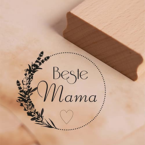Motivstempel Beste Mama - Punkte Kranz Flieder Blumen Herz Stempel Holzstempel 48 x 45 mm Motivstempel Beste Mama - Punkte Kranz Flieder Blumen Herz Stempel Holzstempel 48 x 45 mm von dekolando