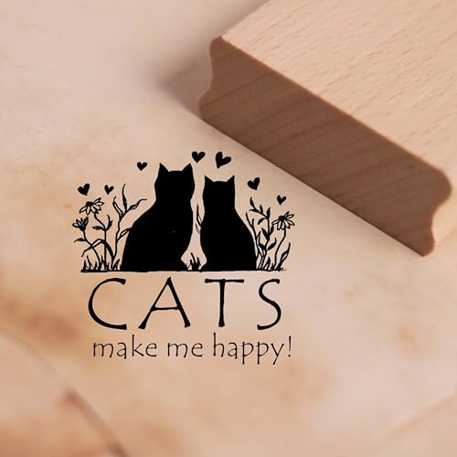 Motivstempel Cats make me happy - Katzen Herzen Stempel Holzstempel 38 x 38 mm Motivstempel Cats make me happy - Katzen Herzen Stempel Holzstempel 38 x 38 mm von dekolando