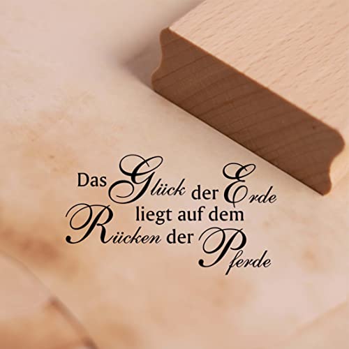 Motivstempel Das Glück der Erde liegt auf dem Rücken der Pferde Stempel Pferd Spruch 67 x 38 mm von dekolando