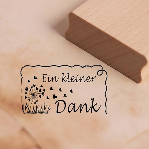 Motivstempel Ein kleiner Dank - Pusteblume Etikett Stempel Holzstempel 48 x 28 mm von dekolando