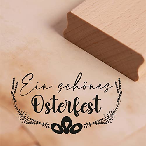Motivstempel Ein schönes Osterfest - Vintage Ostern Stempel Ostereier mit Herzen 68 x 37 mm von dekolando