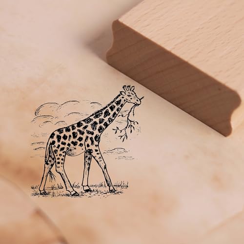 Motivstempel Giraffe mit Zweig - Stempel Holzstempel 48 x 48 mm Motivstempel Giraffe mit Zweig - Stempel Holzstempel 48 x 48 mm von dekolando
