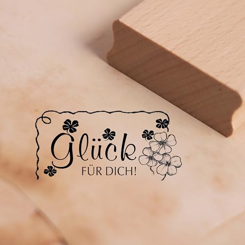 Motivstempel Glück für dich - Kleeblatt Etikett - Stempel Holzstempel 58 x 28 mm Motivstempel Glück für dich - Kleeblatt Etikett - Stempel Holzstempel 58 x 28 mm von dekolando