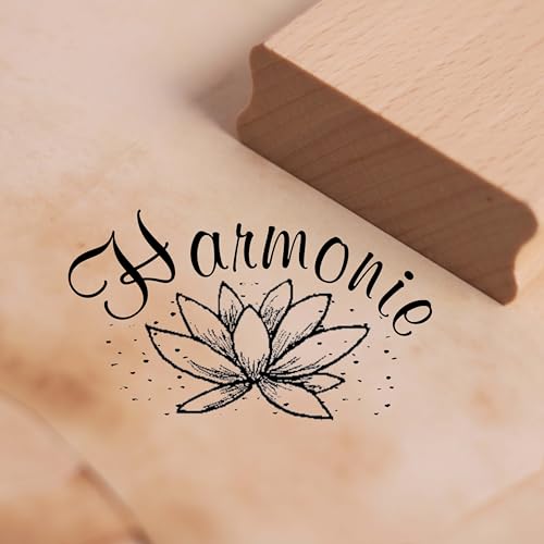 Motivstempel Harmonie Lotusblume - Stempel Holzstempel Lotosblume Reiki Yoga 48 x 28 mm von dekolando