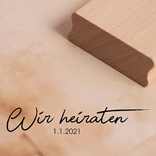 Motivstempel Hochzeit Wir heiraten + Datum Stempel personalisiert - Hochzeitsstempel 98 x 18 mm von dekolando