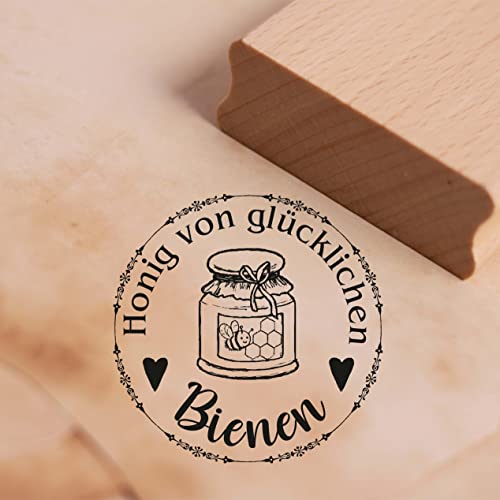 Motivstempel Honig von glücklichen Bienen - Imker Stempel Honigglas Etikett Holzstempel 68 x 68 mm Motivstempel Honig von glücklichen Bienen - Imker Stempel Honigglas Etikett Holzstempel 68 x 68 mm von dekolando