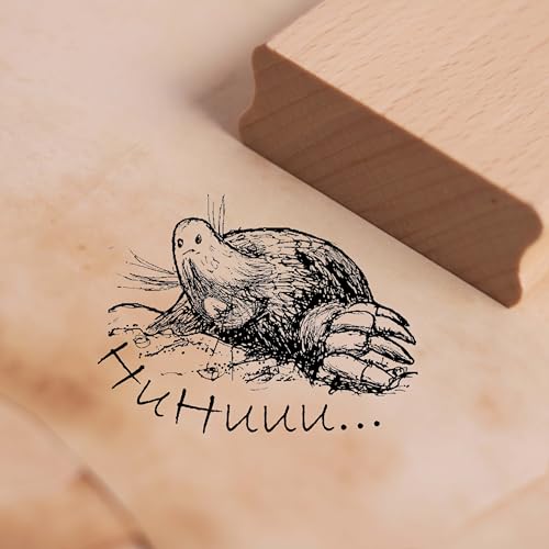 Motivstempel Huhu Maulwurf - Stempel Holzstempel 38 x 28 mm von dekolando