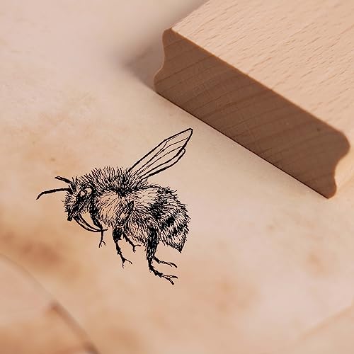 Motivstempel Hummel fliegt - Stempel Holzstempel Sommer Natur 38 x 38 mm von dekolando