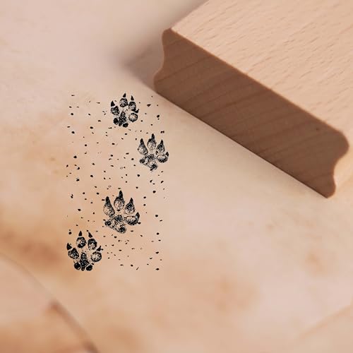 Motivstempel Hundepfoten Hundespuren im Sand - Stempel Holzstempel 28 x 48 mm von dekolando