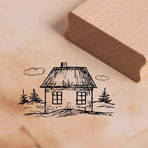 Motivstempel Kleines Haus in der Natur Stempel Cottage 48 x 28 mm von dekolando