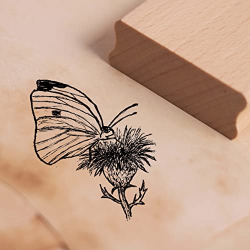 Motivstempel Kohlweißling auf Distel Stempel Schmetterling 35 x 38 mm von dekolando