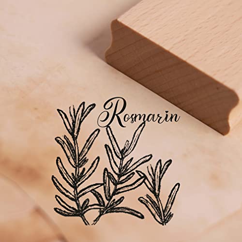 Motivstempel Rosmarin - Kräuter Gewürz Küchenkräuter Stempel Küche Garten Holzstempel 48 x 48 mm von dekolando