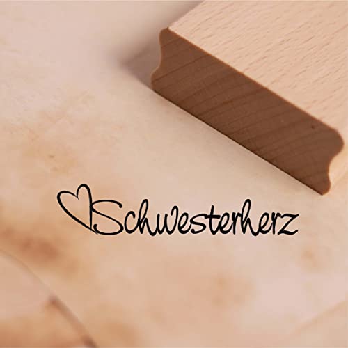 Motivstempel Schwesterherz Stempel Schwester 98 x 19 mm Holzstempel von dekolando
