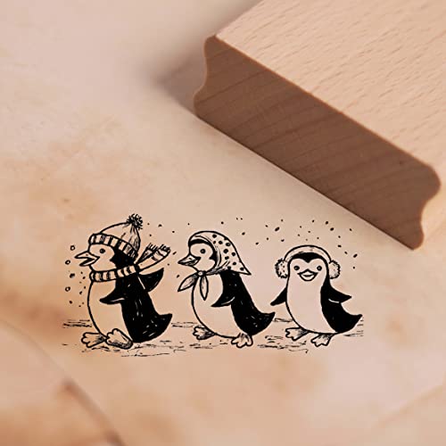 Motivstempel Winter Pinguin Familie - Stempel Pinguine 58 x 28 mm von dekolando