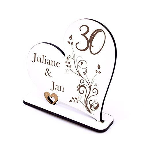 Perlenhochzeit Deko Herz Aufsteller Hochzeitstag 30 Jahre Jubiläum personalisiert Hochzeit Tischdeko Geldgeschenk 15 x 15 cm von dekolando