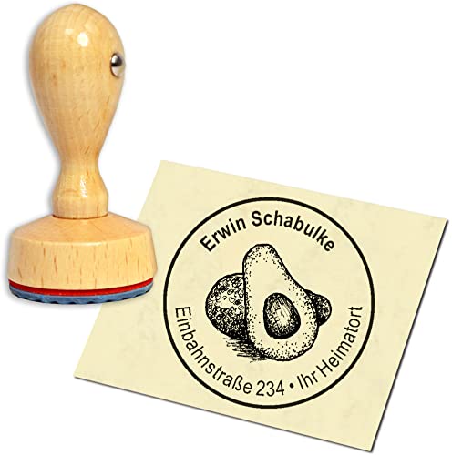 Stempel Adressstempel Holzstempel - Avokado - rund ∅ 40mm personalisiert als Firmenstempel Namensstempel Bürostempel Stempel Adressstempel Holzstempel - Avokado - rund ∅ 40mm personalisiert als Firmenstempel Namensstempel Bürostempel von dekolando
