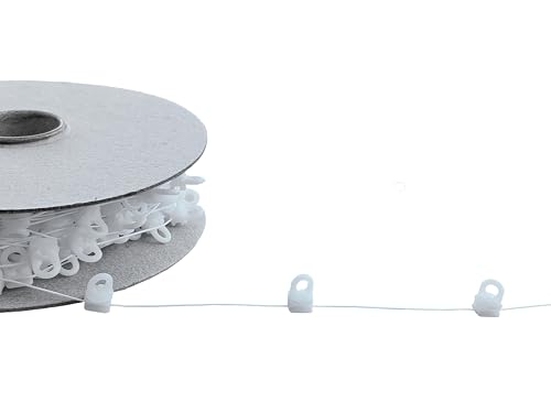 Gleiterkordel "WEIß", Wellengleiterkordel, Gleiterband ***WUNSCHMAß - individuelle Länge wählbar*** mit 360° drehbaren Ösen, Gleiterabstand 8cm, für Gardinenschienen mit 6mm Laufnut/Profilschlitz von dekondo