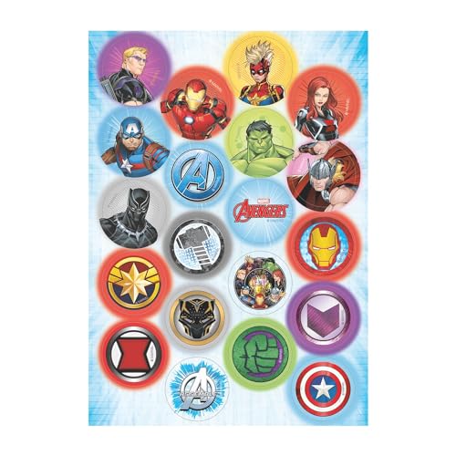 Dekora, Avengers Mini-Oblaten, Essbare Dekorationen für Cupcakes, Muffins und Plätzchen, Rund 3,4 CM von dekora