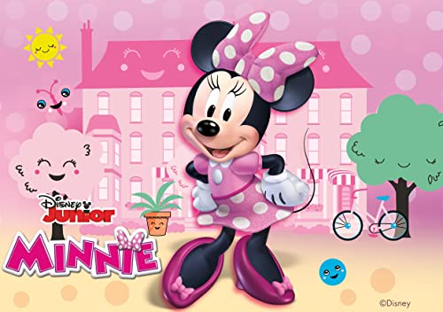 Dekora, Disney Minnie Maus Tortendeko, Essbares Kuchendekoration für Geburtstags, Minnie -Torte, Kindergeburtstag, Geburtstagsdeko A5 von dekora