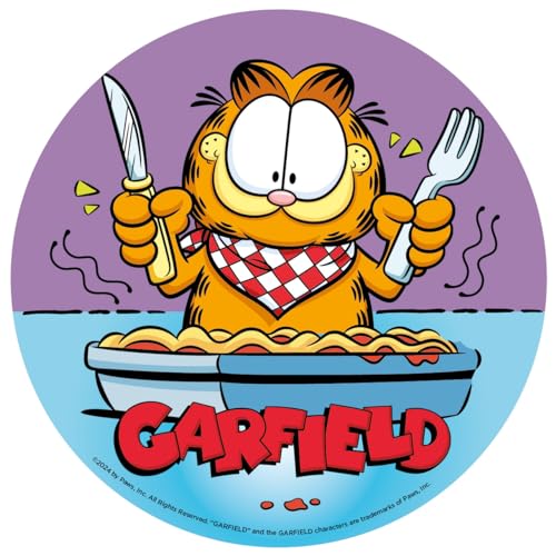 Dekora, Garfield, Tortenaufleger aus Esspapier, Essbares Geburtstagsdeko, Runde Kuchendekoration, 20 CM von dekora