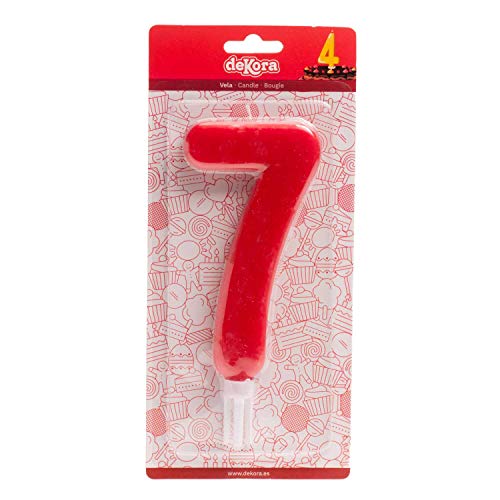 Dekora - Große Geburtstagskerze mit Nummer 7 - Rote Kerze von dekora