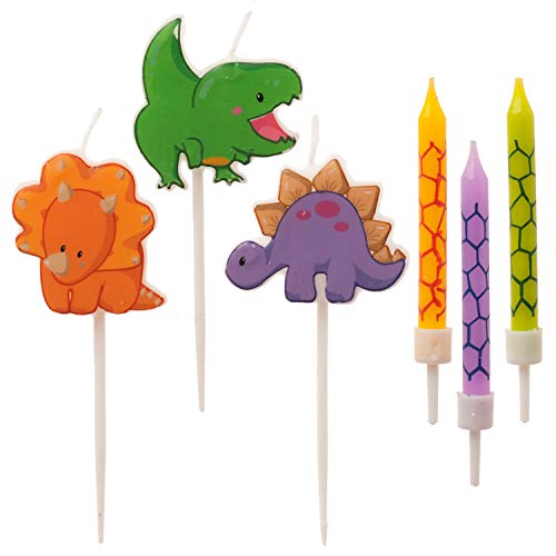 Dekora - Kuchendeko Geburtstag | Dinosaurier Geburtstagskerzen Kinder - 15 Stück, mehrfarbig, 345407 von dekora