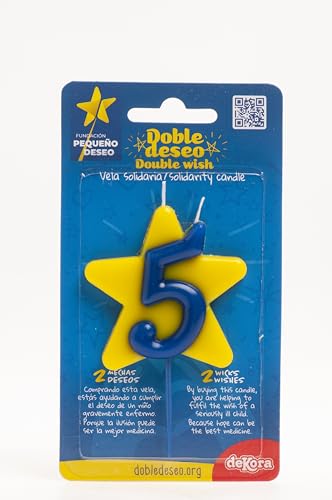 Dekora - Solidarität Geburtstagskerze | Spezielle Sternkerzen - Doppelte Wunschkerzen für kranke Kinder - Nummer 5 von dekora