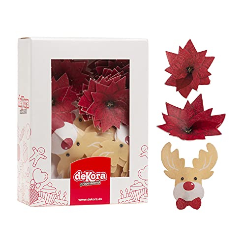Dekora - Weihnachten Cake Topper Blumen und Rentier Deko Weihnachten - Merry Christmas Weihnachtsdeko - 5-6 cm Dekora - Weihnachten Cake Topper Blumen und Rentier Deko Weihnachten - Merry Christmas Weihnachtsdeko - 5-6 cm von dekora