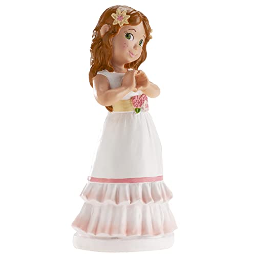 dekora - Dekorative Figur zur Erstkommunion - Mädchen mit Herz Hände - Aus Kunstharz gefertigt - Kuchendekoration - 16 cm hoch - Originales und detailliertes Design - Lebensmittelecht von dekora