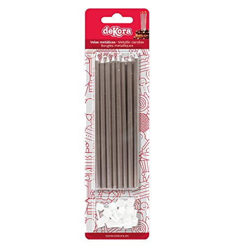 dekora Velas de Cumpleaños Color Plata Originelle Geburstagskerze Set für Kerzen Deko von Metallic-Farben-Silberne Geburtstagskerze, Wachs, Silber, 13 cm dekora Velas de Cumpleaños Color Plata Originelle Geburstagskerze Set für Kerzen Deko von Metallic-Farben-Silberne Geburtstagskerze, Wachs, Silber, 13 cm von dekora