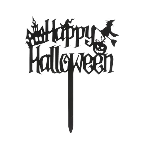 dekora - Happy Halloween Cake Topper mit Hexe und Kürbis, 10x11 cm, Schwarze Tortendekoration aus Kunststoff, Ideal für Muffins, Cupcakes, Kekse & Kindergeburtstage, Halloween Party Deko dekora - Happy Halloween Cake Topper mit Hexe und Kürbis, 10x11 cm, Schwarze Tortendekoration aus Kunststoff, Ideal für Muffins, Cupcakes, Kekse & Kindergeburtstage, Halloween Party Deko von dekora