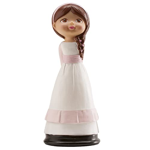 dekora - Dekorative Figur zur Erstkommunion - Mädchen mit Zopf - Aus Kunstharz gefertigt - Kuchendekoration - 15 cm hoch - Originales und detailliertes Design - Lebensmittelecht von dekora